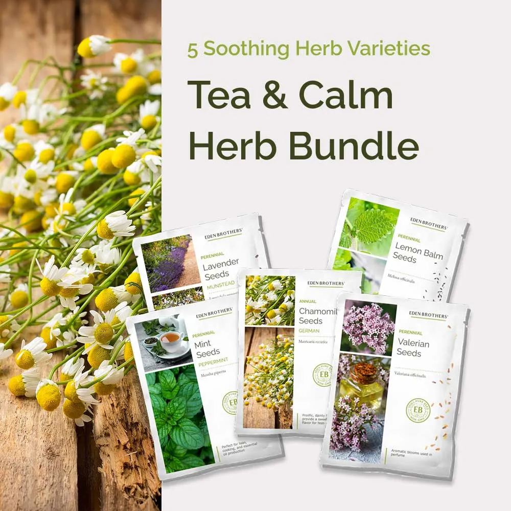 VEGSOW Tea & Calm Herb Garden Bundle - Complete Indoor Seed Starter Kit