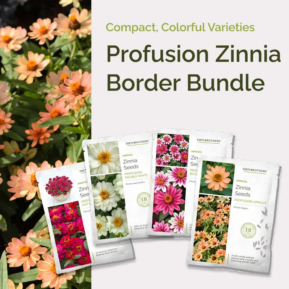 VEGSOW Profusion Zinnia Border Bundle - Annual Flower Seeds