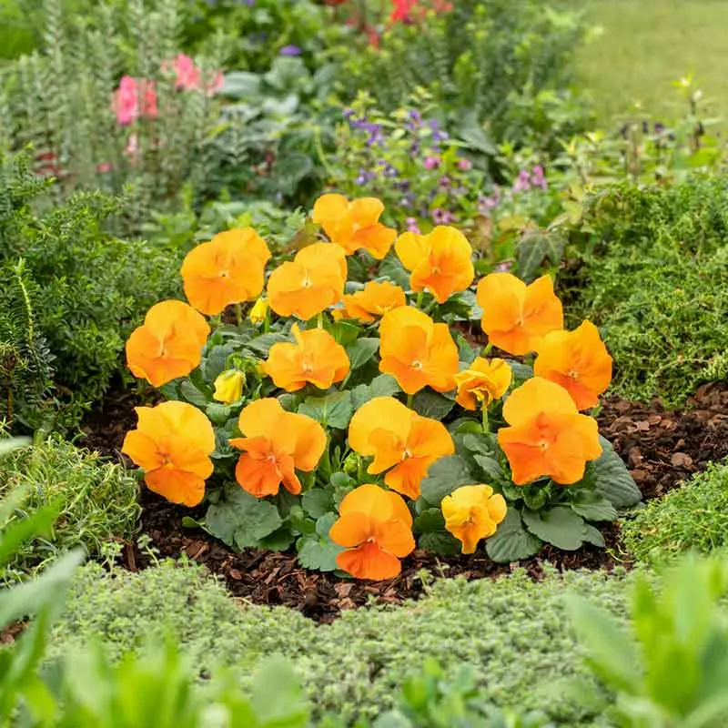 VEGSOW Swiss Giants Orange Sun Pansy Seeds - Large Flowering Biennial Seeds